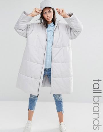 Waven Tall Oversized Padded Parka Coat - Gray