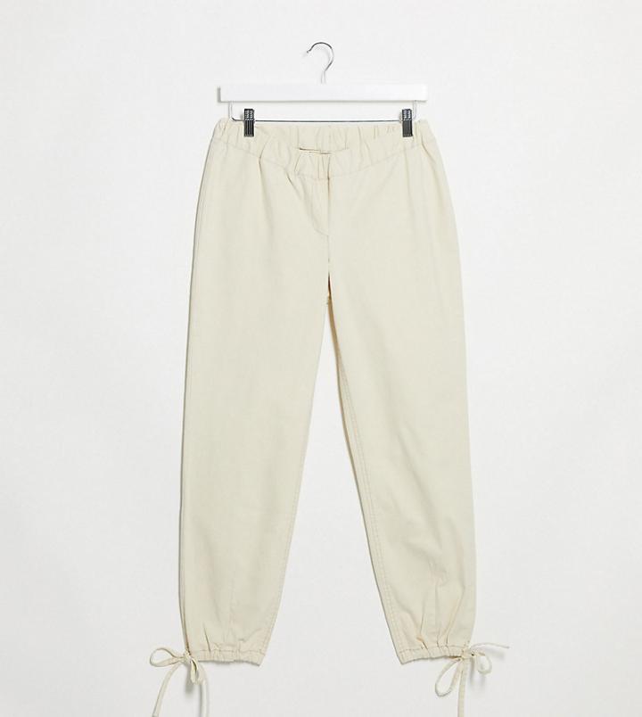 Asos Design Maternity Tie Cuff Jogger In Cream-white