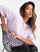 Topshop Short Sleeve Boxy T-shirt In Lilac-purple
