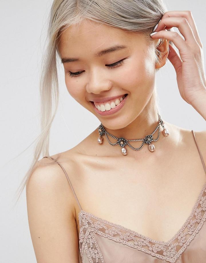 Asos Winter Tails Choker Necklace - Multi