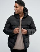 Celio Quilted Hooded Jacket - Black