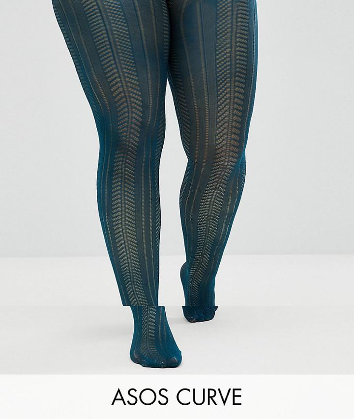 Asos Curve Pelerine Tights In Teal - Green