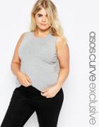 Asos Curve Sleeveless Tank Top With Crew Neck - Gray