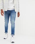 Voi Jeans Skinny Jeans In Mid Blue - Blue
