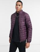 Soul Star Lightweight Puffer Jacket With Carry Pouch In Plum-purple