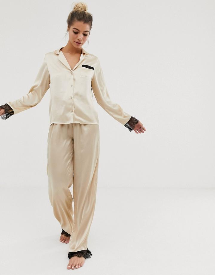 Asos Design Mix & Match Lace & Satin Shirt