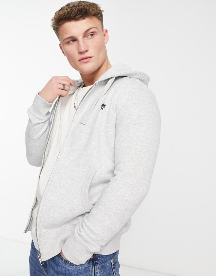 French Connection Full Zip Hoodie In Light Gray