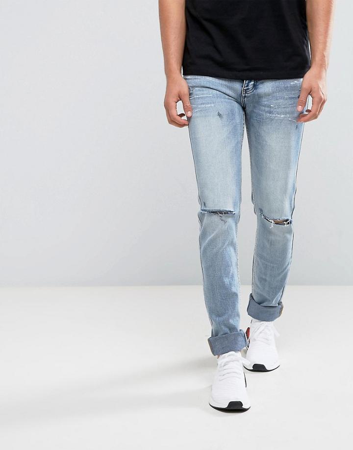 Sixth June Super Skinny Jeans In Lightwash Blue - Blue