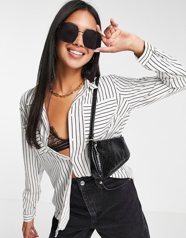 Only Freya Long Sleeve Woven Shirt In White