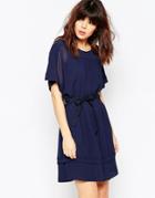 See By Chloe Skater Dress With Flutter Sleeve - Blue