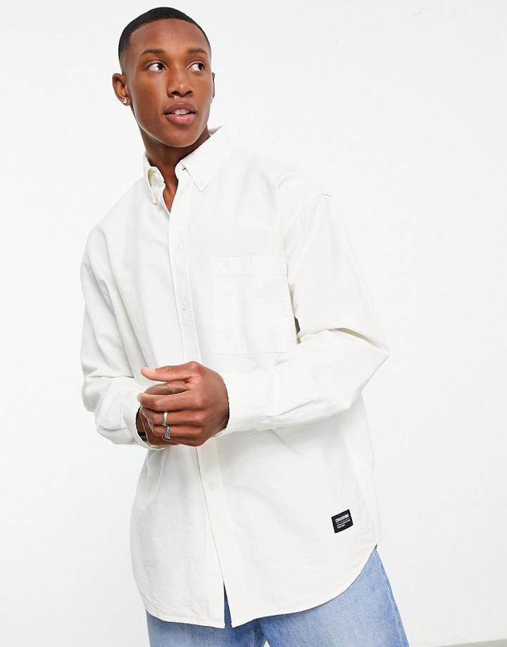 Dr Denim Logo Shirt In Off White