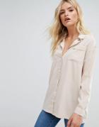 Daisy Street Shirt With Double Pockets - Beige