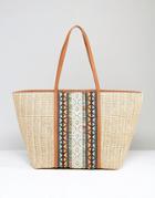 Aldo Asenawia Embroidered Straw Bag - Beige