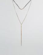 Nylon Longline Double Layered Necklace - Gold