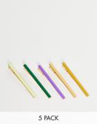 Pieces 5 Pack Hair Slides In Multi