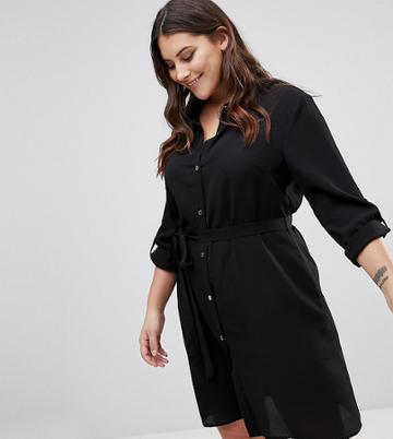 Lipsy Curve Button Front Shirt Dress - Black