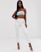 Asos Design Slim Utility Pant With Chain Belt - White