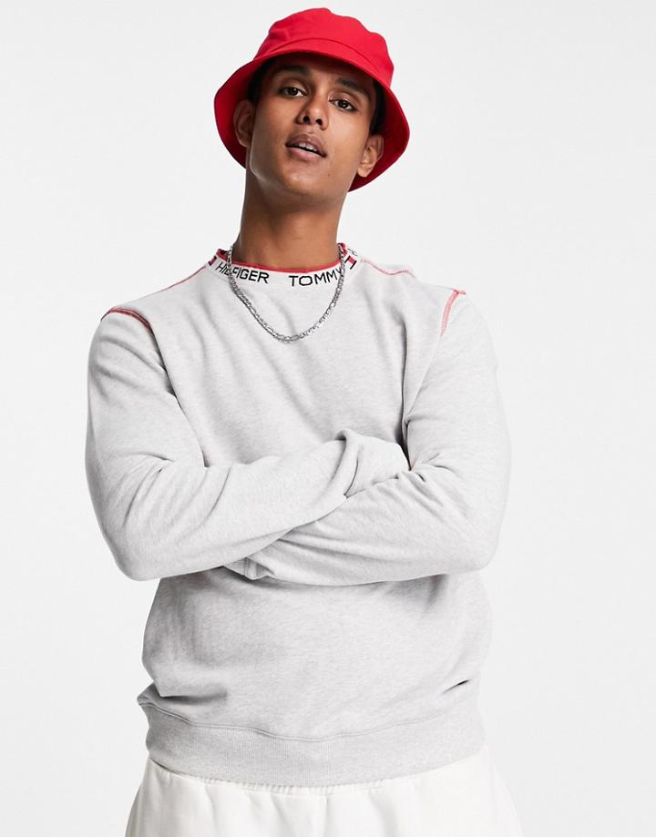 Tommy Hilfiger Lounge Sweatshirt With Neck Logo Taping In Gray-grey
