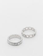 Reclaimed Vintage Inspired Unisex 2-pack Clean Silver Rings