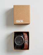 Asos Interchangeable Watch In Black And Gunmetal - Black