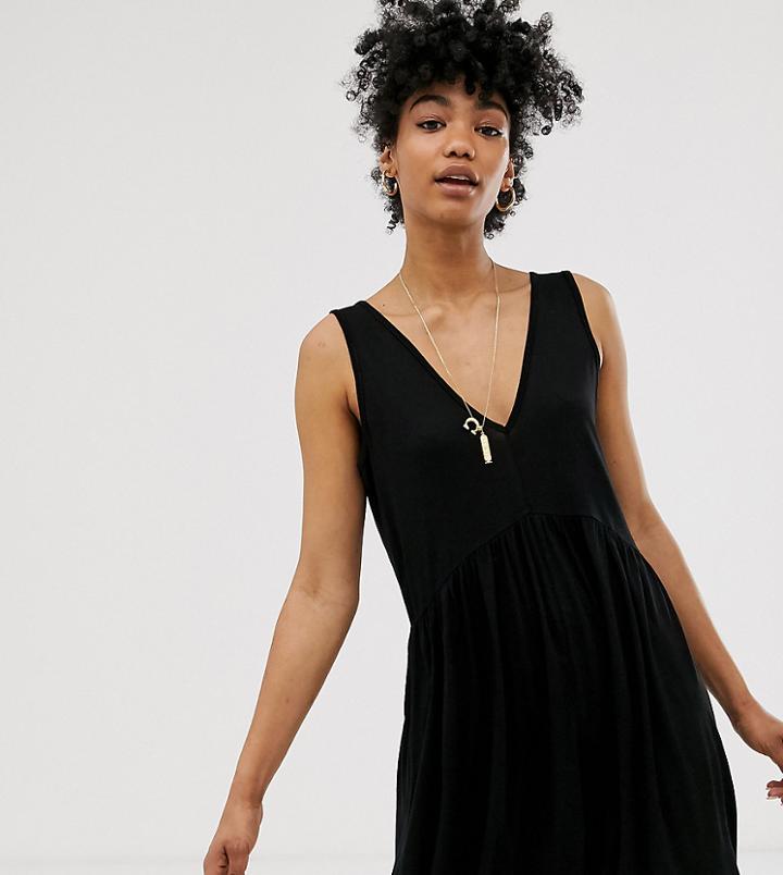 Asos Design Curved Smock Romper-black