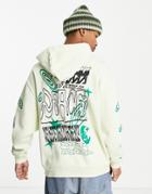 Asos Design Oversized Hoodie In Light Green With Multi Placement Graphics