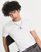 Calvin Klein Jeans Icon Monogram Logo Slim Fit T-shirt In White