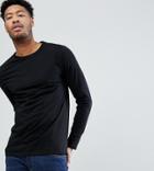 Asos Design Tall Long Sleeve T-shirt With Crew Neck In Black - Black