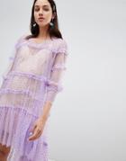 To Be Adored Israela Ruffle Mesh Dress - Pink