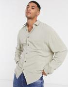 Asos Design Oversized Fit Button Collar Shirt In Viscose In Stone-neutral