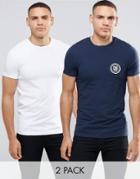 Asos Muscle T-shirt 2 Pack With Mixed Print And Plain Save 15%