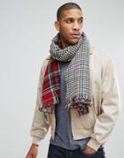 7x Reversible Blanket Scarf Red Check - Red