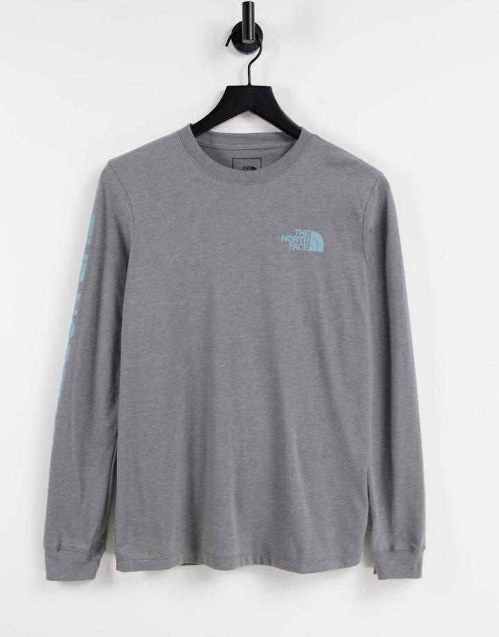 The North Face Simple Logo Long Sleeve T-shirt In Gray-grey