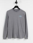 The North Face Simple Logo Long Sleeve T-shirt In Gray-grey