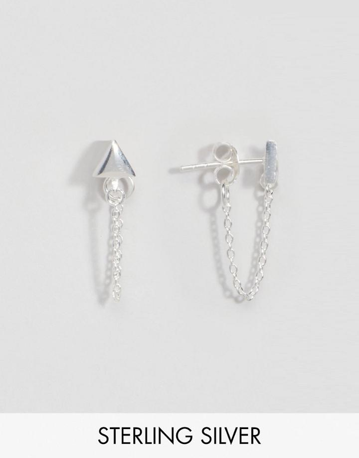 Asos Sterling Silver Triangle Chain Earring - Silver