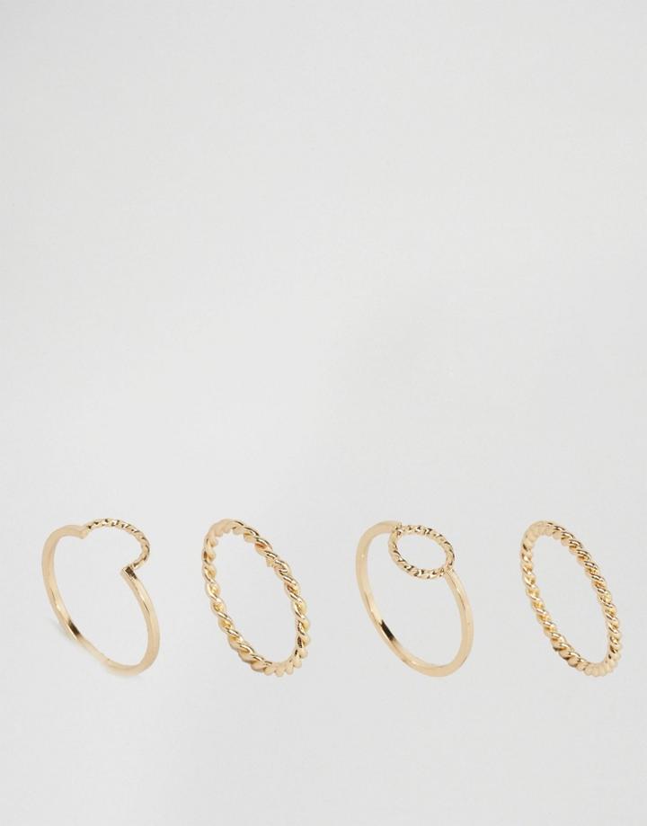 Pieces Genia Stacked Rings - Gold