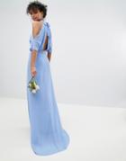 Tfnc High Neck Maxi Bridesmaid Dress With Fishtail - Blue