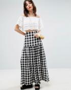 Asos Maxi Skirt In Gingham - Multi