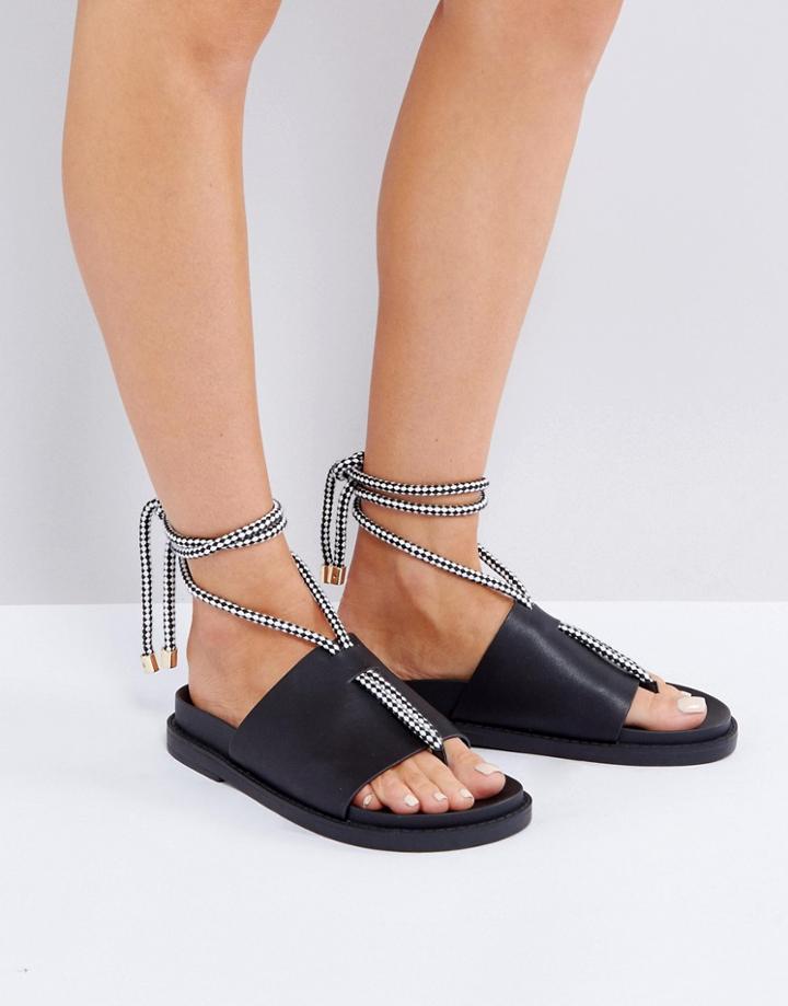 Monki Mono Tie Up Sandals - Black