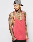 Asos Tank With Extreme Racer Back And Raw Edges In Red - Red