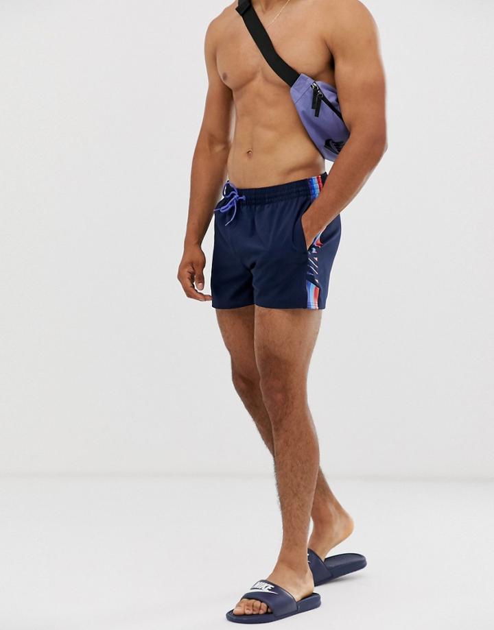 Nike Swim Super Short Retro Stripe Shorts In Navy