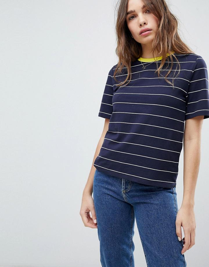 Only Contrast Collar Stripe Tee - Multi