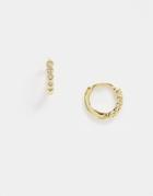 Designb London Huggie Hoop Earrings In Gold With Pave