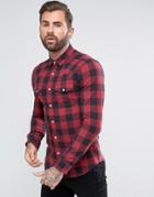 Asos Skinny Buffalo Western Check Shirt In Red - Red