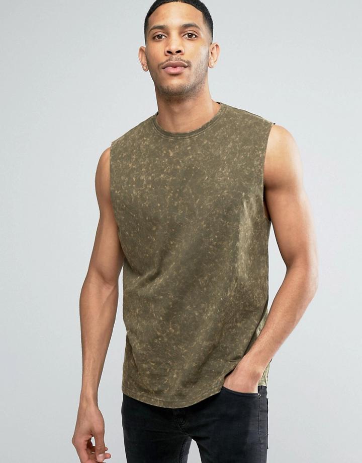 D-struct Acid Wash Raw Arm Tank - Green