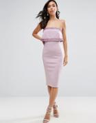 Asos Embellished Crop Top Bandeau Midi Dress - Pink