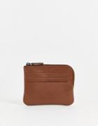 Asos Design Leather Zip Around Wallet In Brown