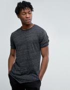 Only & Sons Longline T-shirt With Raw Edge And Stitch Detail - Black