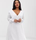Tfnc Plus Pleated Midi Dress In White - White
