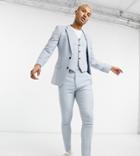 Asos Design Wedding Super Skinny Wool Mix Suit Pants In Denim Blue Twill-blues